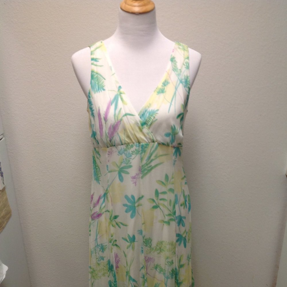 Jonathan Martin – 100% Silk Sleeveless Floral Summer Party Dress